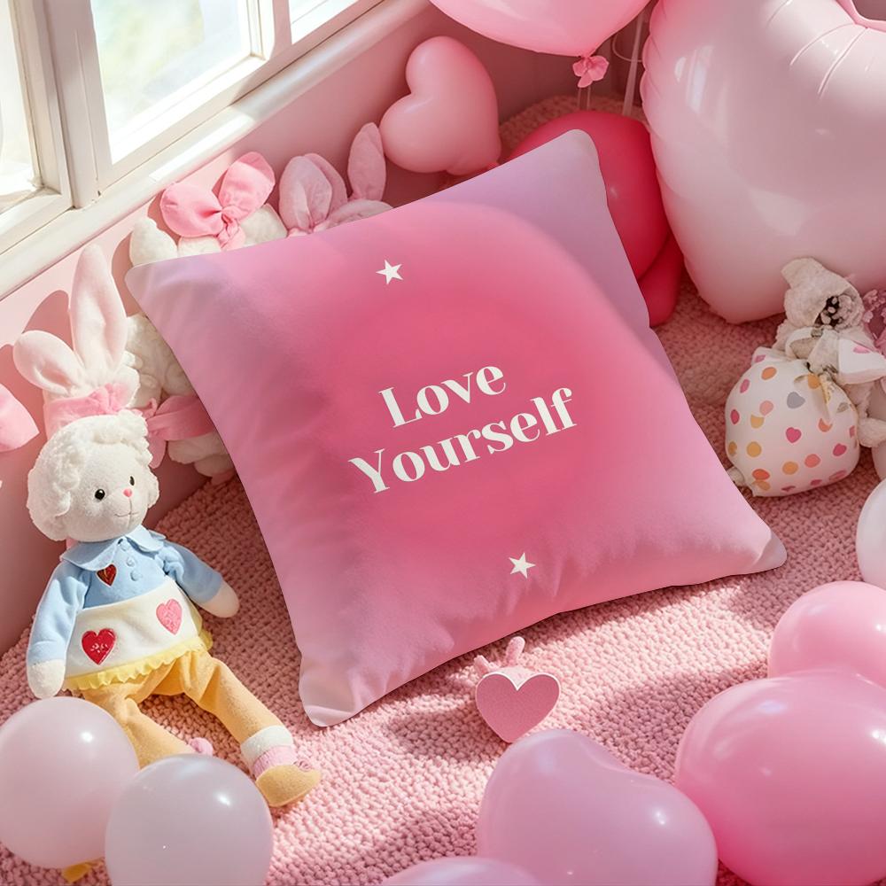Love Yourself Love Life Cushion Cover Pattern Printed Pillowcase for Living Room Sofa Cushion Cover & Bedroom Decor