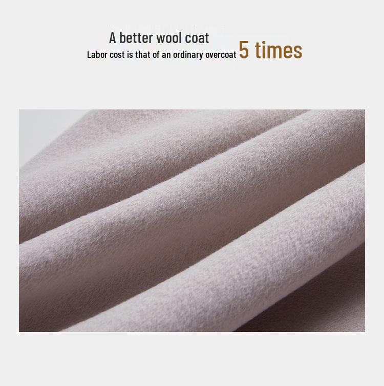 Women's Mid-Length Double-Sided Cashmere Coat - Slim Fit Korean Style Belted Trench, 100% Pure Wool for Autumn and Winter