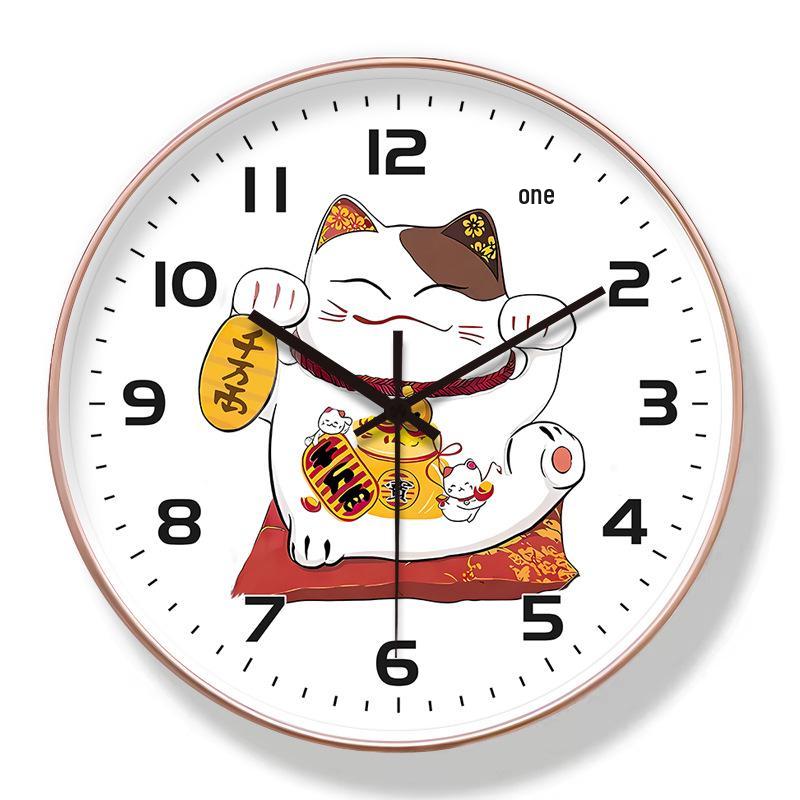 8-inch Lucky Cat Silent Wall Clock for Living Room Decoration