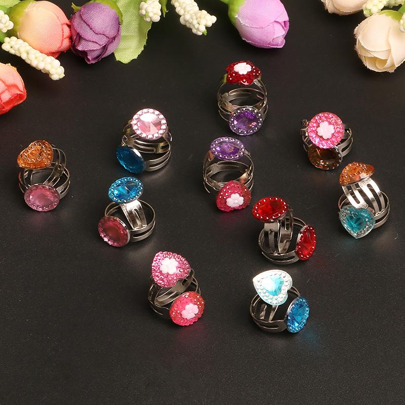 10Pcs Adjustable Jewelry Toy Gift Rings Sweet Costume Dress Up Kids