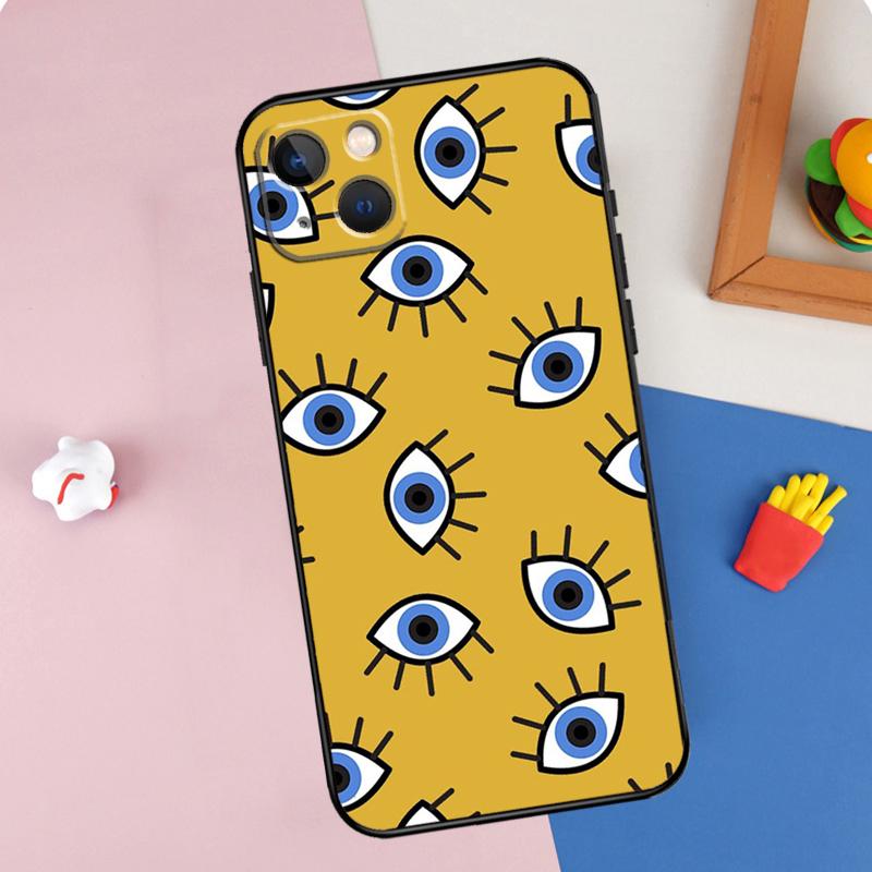 Blue Evil Eye Phone Case For iPhone 16 Pro Max 11 12 13 14 15 Pro Max Mini XR 16e 15 16 Plus Cover Shell