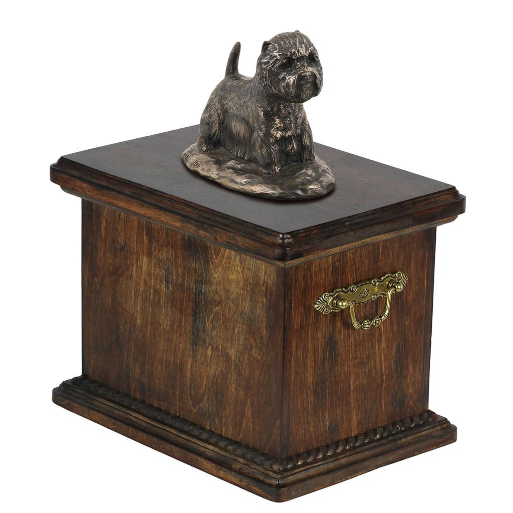 West Highland White Terrier, Westie, Westy - urn for the ashes of a dog, urn with a statuette, elegant urn in the classic style of the Art-Dog brand
