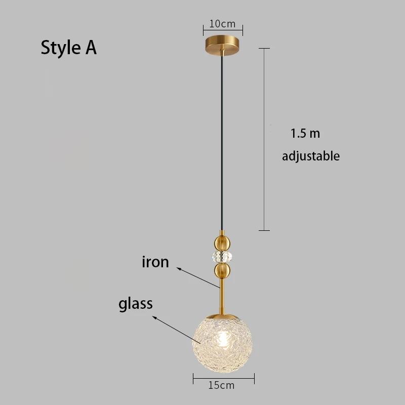American Modern Retro Dining Room Bedroom Long Line Chandelier Water Ripple Glass Lampshade Lighting E27 Warm Decorative Lamp