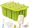 WIKHOSTAR 12 Grid Bpa-free Silicone Ice Cream Mould Tools with 50 Ice Cream Sticks and Packaging Bag DIY Ice Cream Mold Popsicle Maker for Home