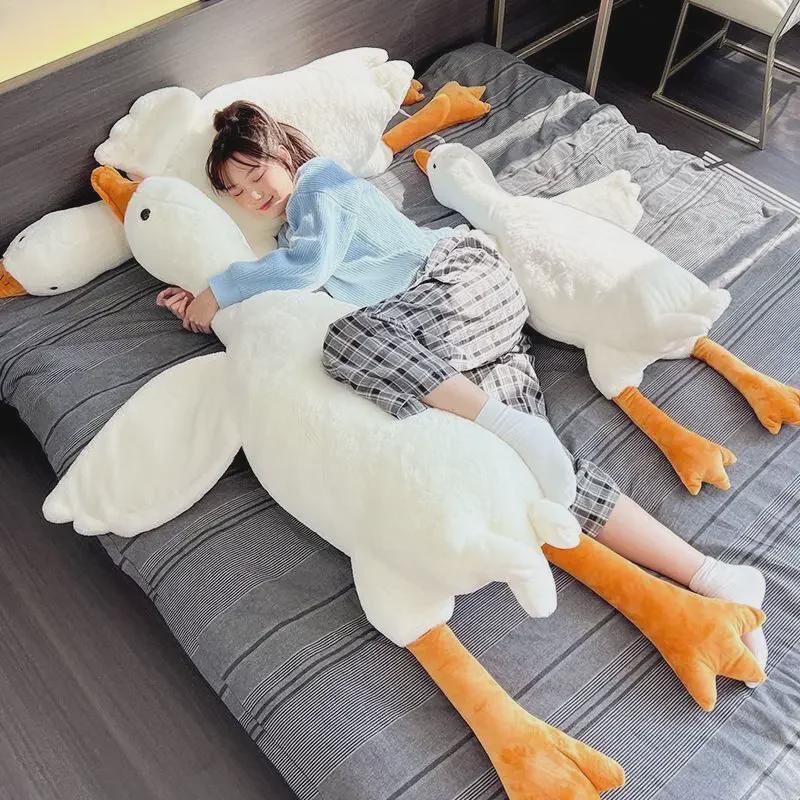 Big White Goose Plush Toy - Cute Sleep Pillow for Girls