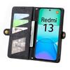 For Xiaomi Redmi 13 5G/4G Zipper Wallet Case Geometry Lines Leather Phone Cover with Strap