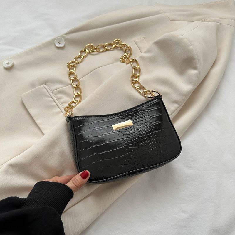 

Модная сумка через плечо из ПУ с мягкой структурой и застежкой-молнией для повседневной моды чёрный