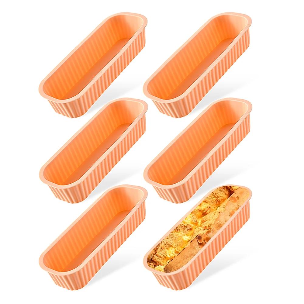 6Pcs Mini Loaf Baking Pans Household Rectangle Silicone Baking Box Non Stick Cake Pan DIY Bread Mold Baking Tray Bakeware