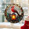 Christmas Home Entrance Accents 2D Acrylic Suncatcher, Stained Glass Style Black Cat Window Hanging, Seasonal Art Decorations Colorful Hanging Plaque