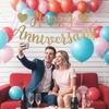 Happy Anniversary Banner, Glitter Happy Anniversary Decorations No DIY Anniversarys Decor Gold Glitter Bannersfor Wedding Anniversarys Party