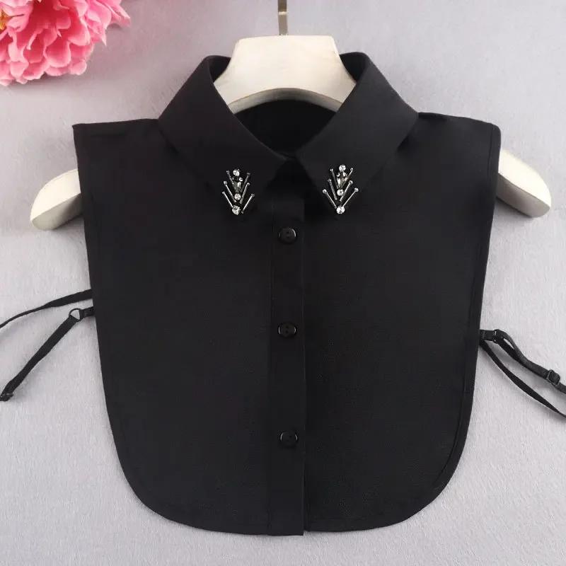 

Корейский свитер ручной работы с бусинами, поддельный воротник для женской рубашки, съемный воротник, белая рубашка, лацкан, блузка, топы, поддельный воротник