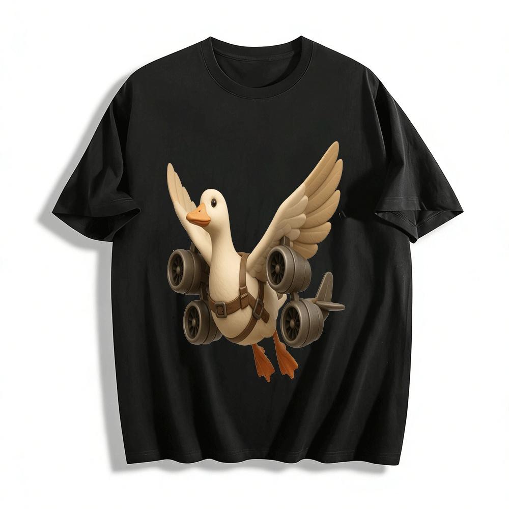 

Cool Turbo Jet Duck Graphic Print Casual Top Pure cotton T-shirt 6XL