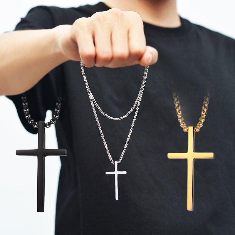 Stainless Steel Cross Pendant Necklace for Men Women Minimalist Jewelry Male Female Prayer Necklaces Chokers  Jewelry