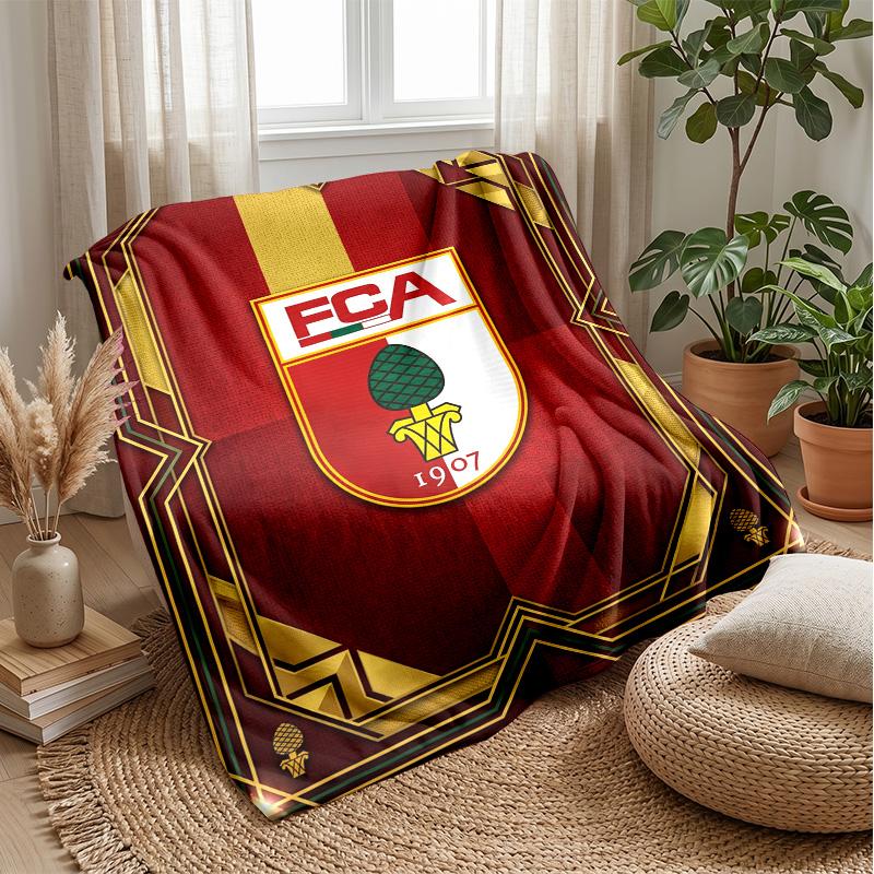 FC Augsburg FC Weiche Flanell-Fleece-Decke Leicht Gemütlich Warm Überwurfdecke für Sofa Bett Heimdekoration