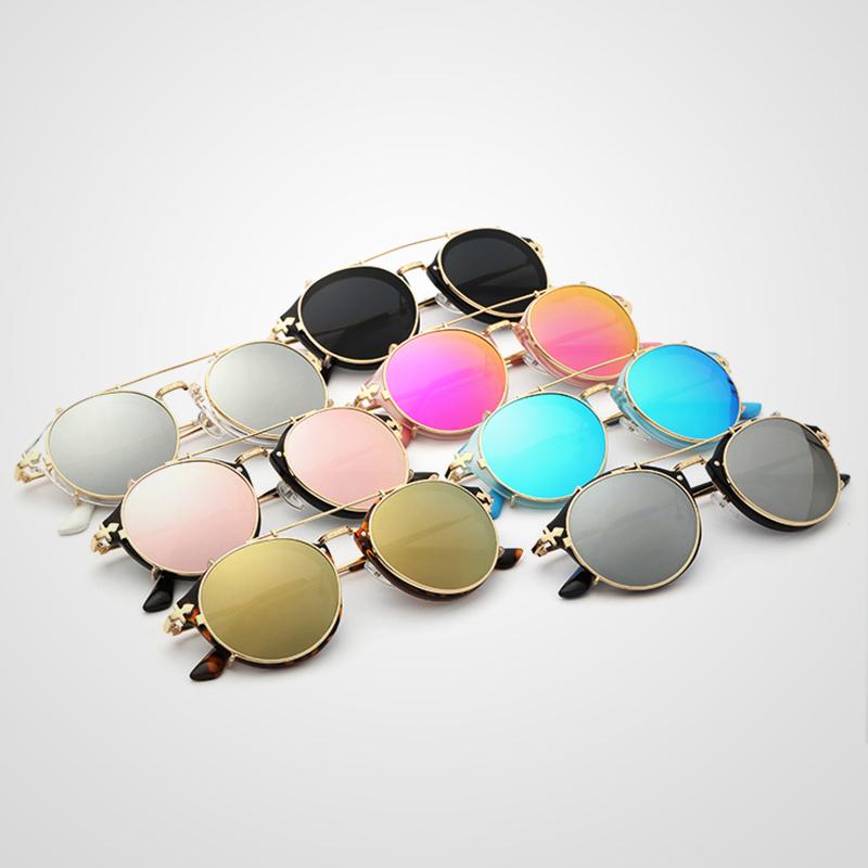 KDEAM Steampunk Clip On Sunglasses Men Round Sun Glasses Women Baroque Carved Legs All-matching Size With Box