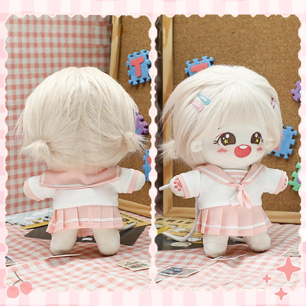 niannyyhouse 20cm stuffed toy clothes tie dress shirt JK skirt sailor uniform cotton doll accessories dress-up (blue)