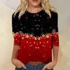 Women's Casual Neck Top with Christmas and Halloween Print for Holiday Wear