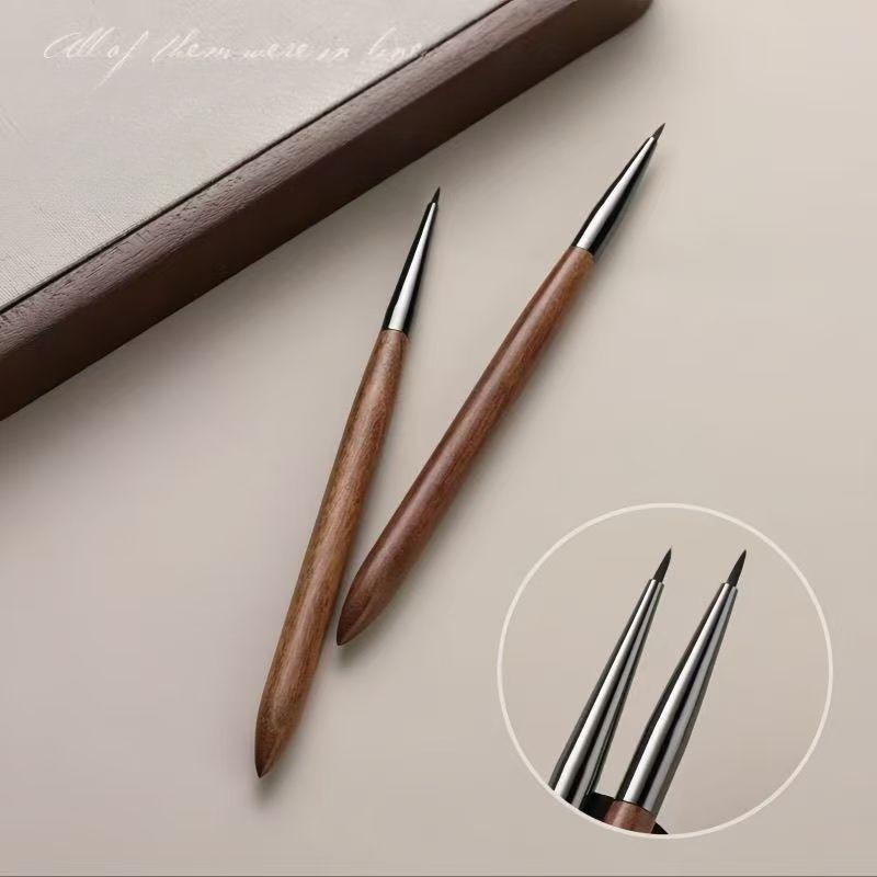 1Pc New Sandalwood Pole Manicure Cub Painting Pen Short Universal Stroke Petal Hook Line Painting Brush Nail Tool
