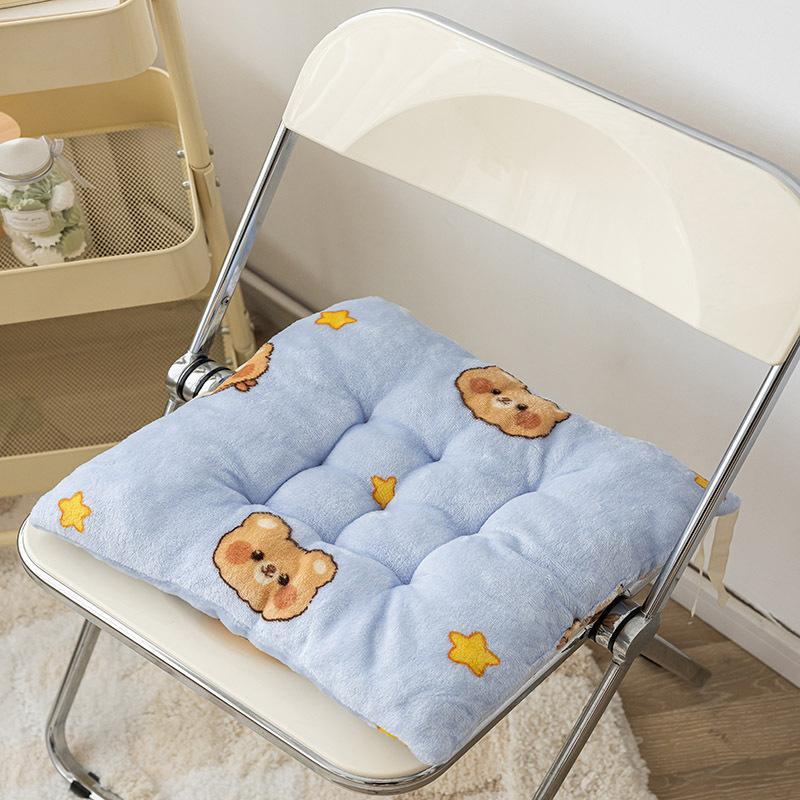 Soft Plush Square Seat Cushion Thick Padding Warm Cozy Texture For Office Chair Home Dining Study Bedroom
