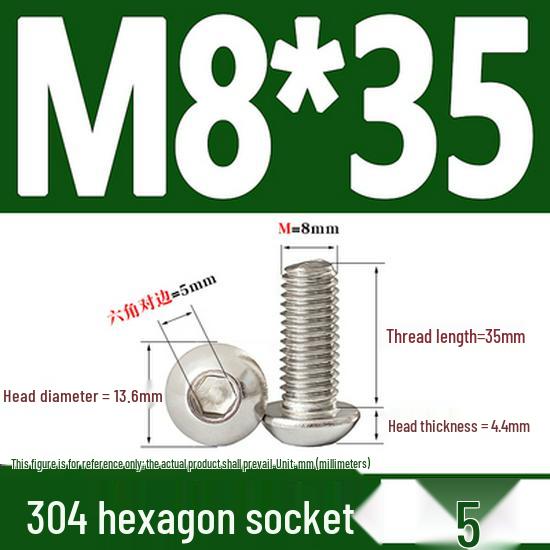ISO7380 Stainless Steel Hex Drive Dome Head Screws - M2 to M16
