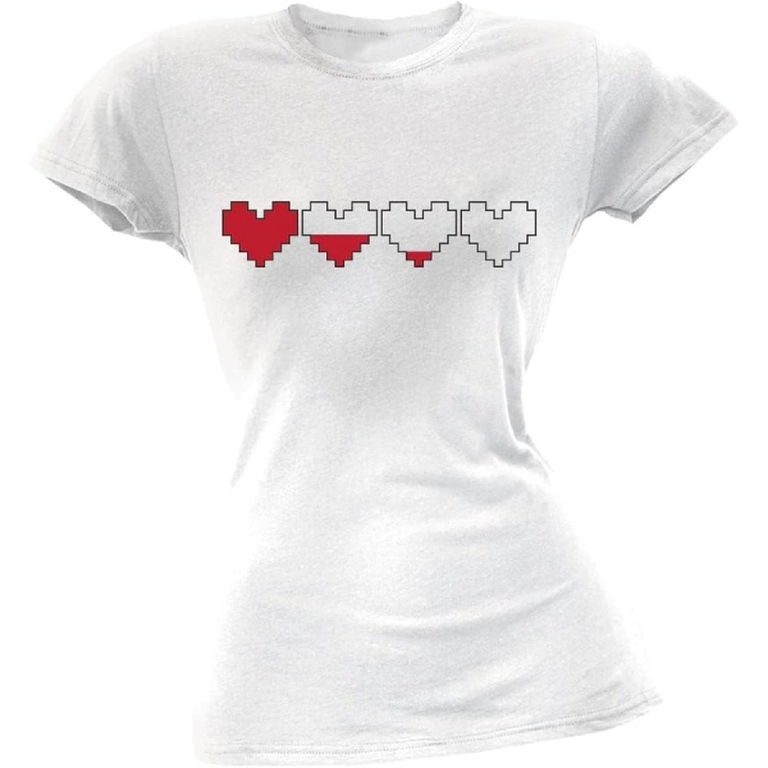 Valentine s Day - 8-Bit Heart Juniors White T-Shirt S