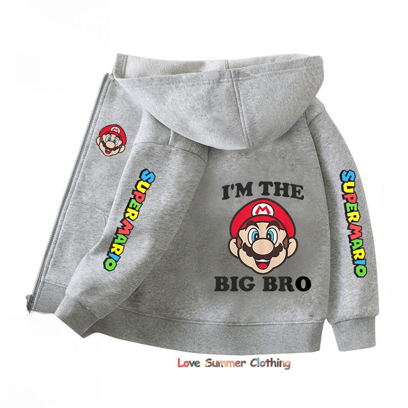 Spring Autumn Hoodie Zip Up Game Pattern Mario Children Hoodie Kids Boy Girl Clothing Pullover Cartoon Printed Top Sweatshirt