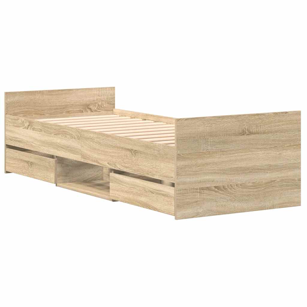 Vidaxl Bed Frame with Headboard and Footboard, Sonoma Oak, 90X200 Cm