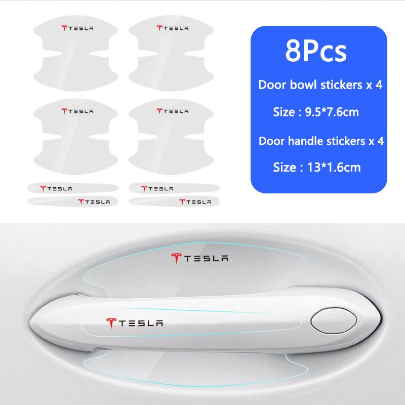 Tesla Car Door Handle Bowl Transparent Sticker Anti-collision Protection Strips For Model 3 Y S Cybertruck Juguete Roadster Coil