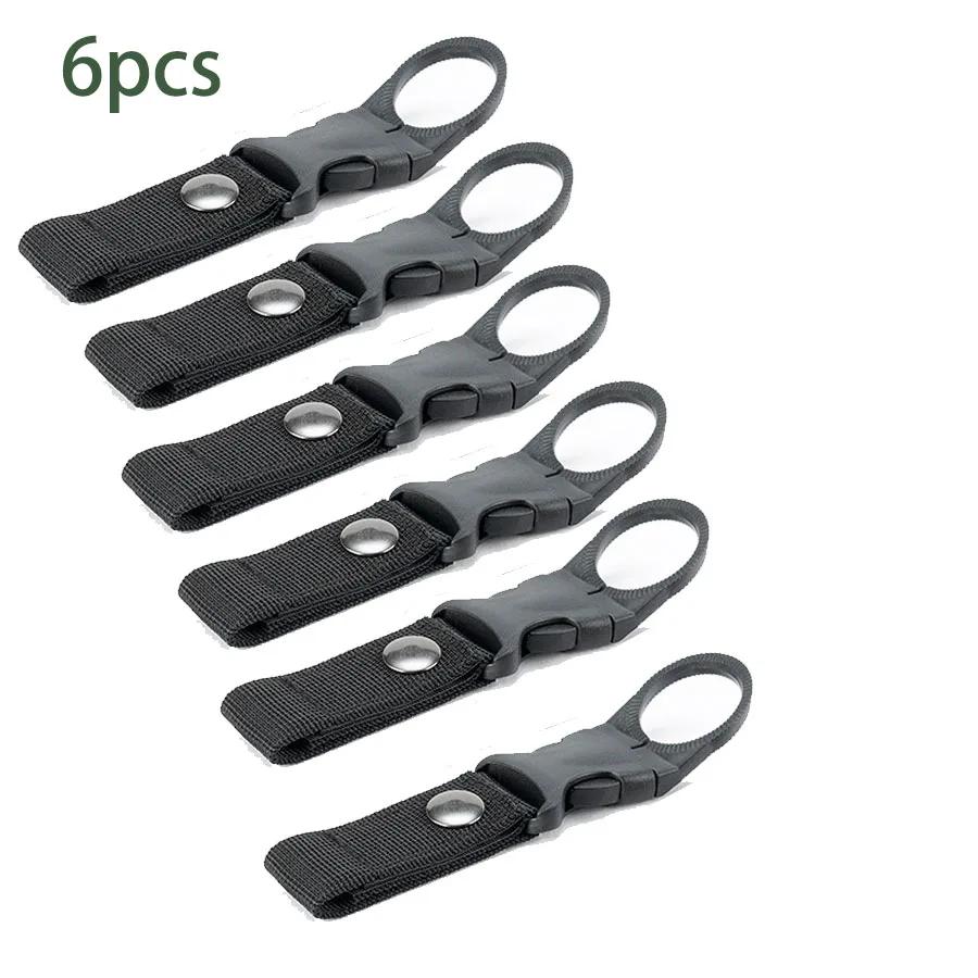 6pcs Camping Webbing Buckle Hook Water Bottle Holder Clip Outdoor Military Nylon EDC Climb Carabiner Belt Backpack Hanger