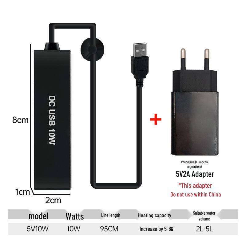 Mini USB Low-Voltage Turtle Tank Heater: Leak-Free, Safe for Low Water Levels