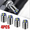 Lot de 4 bouchons de valves de pneus avec emblème du drapeau suédois pour voiture, accessoires de décoration pour V70 XC60 S60 V60 V40