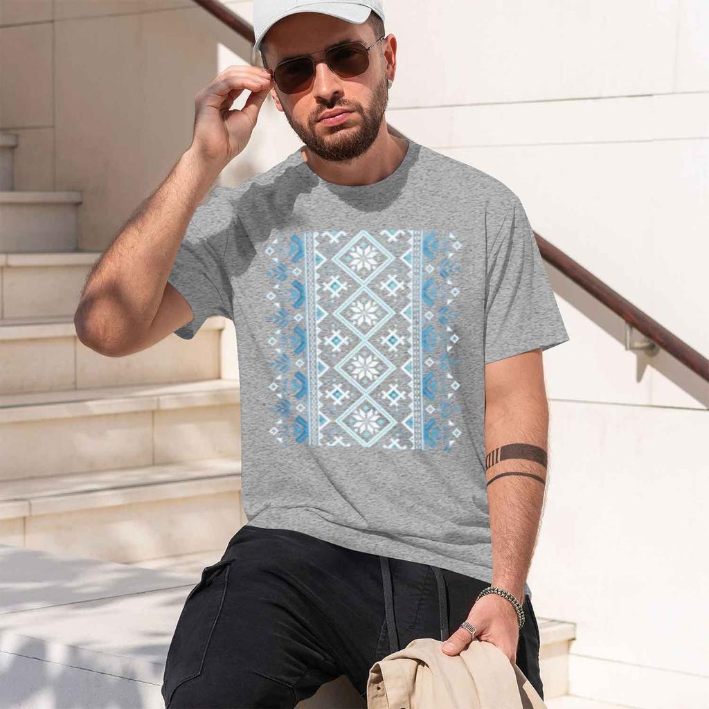 2026 Vyshyvanka Unisex Kurzarm-T-Shirt, T-Shirt mit Ornament-Print, Rundhalsausschnitt, Normale Passform