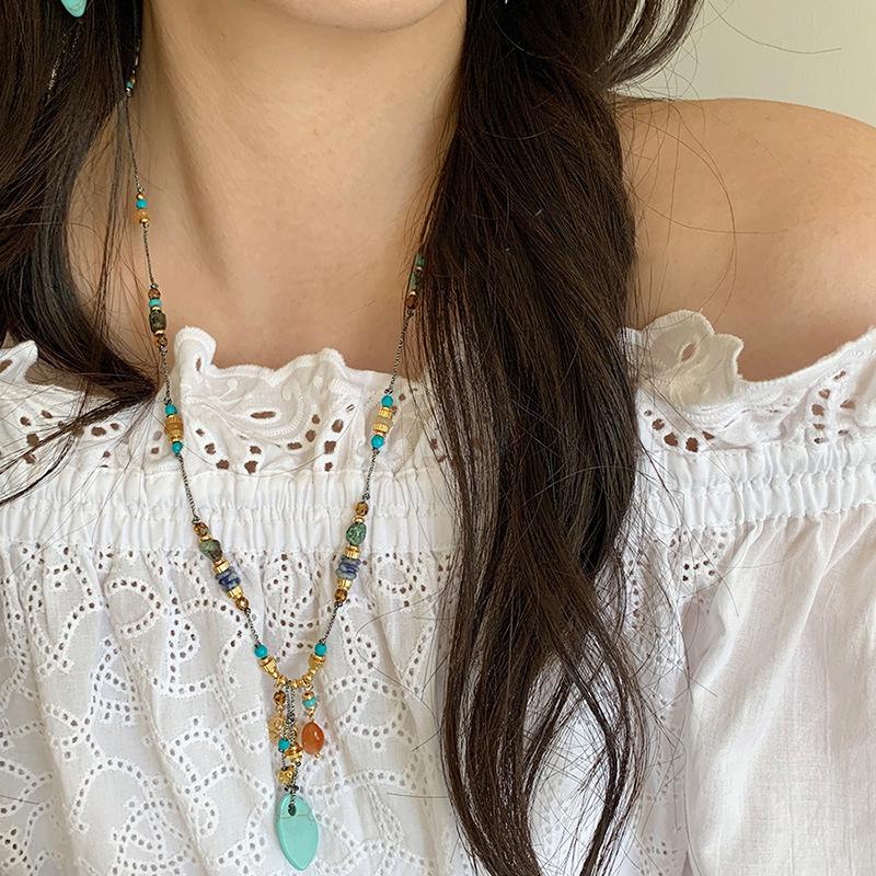 Bohemian Coffee Vintage Tassel Necklace, Ethnic Butterfly Pendant, 2025 Sweater Chain.