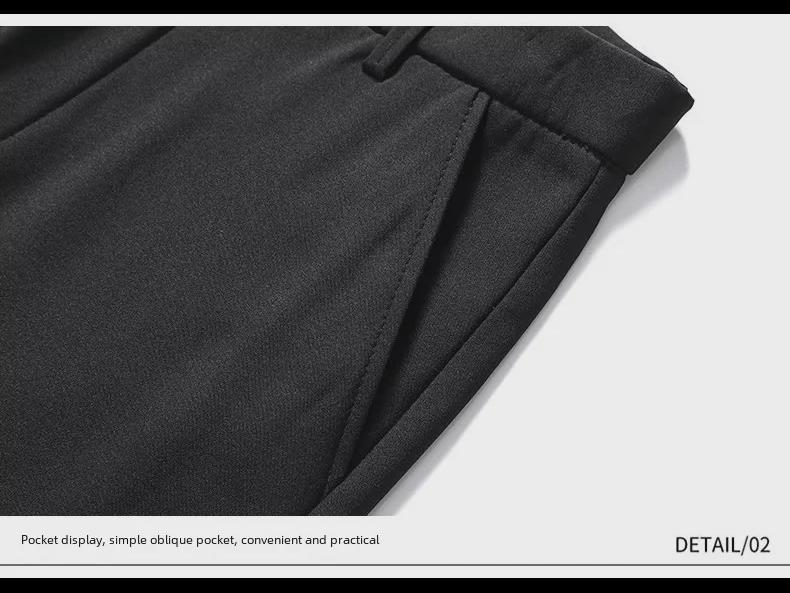 Men's High-End Black Straight-Leg Business Suit Trousers