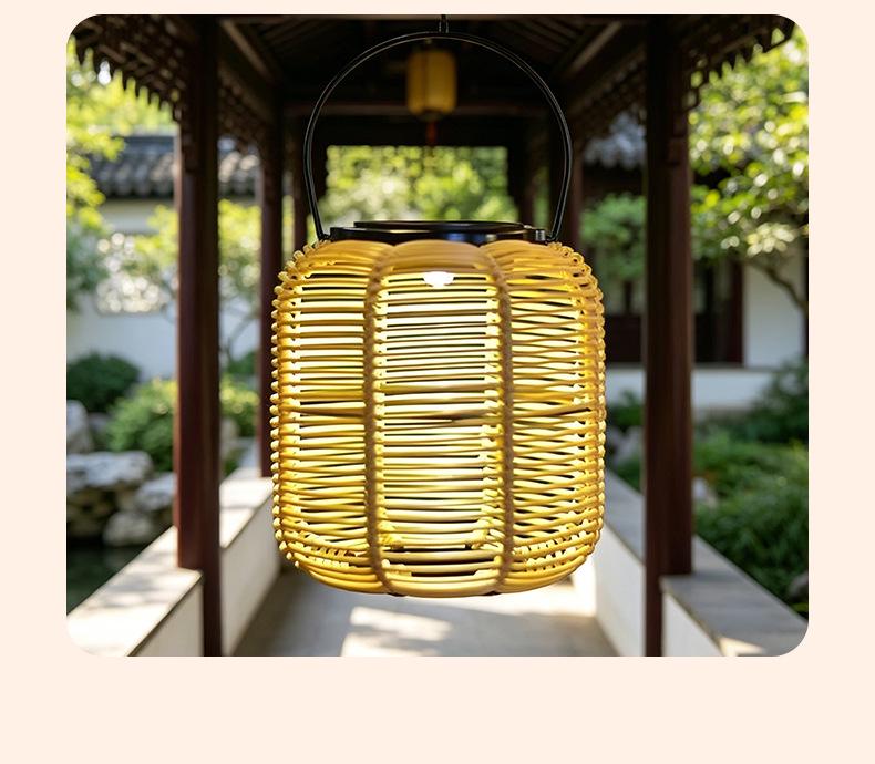 Outdoor Waterproof Solar Bamboo-Style Lantern: Chinese-Inspired Patio and Garden Decoration