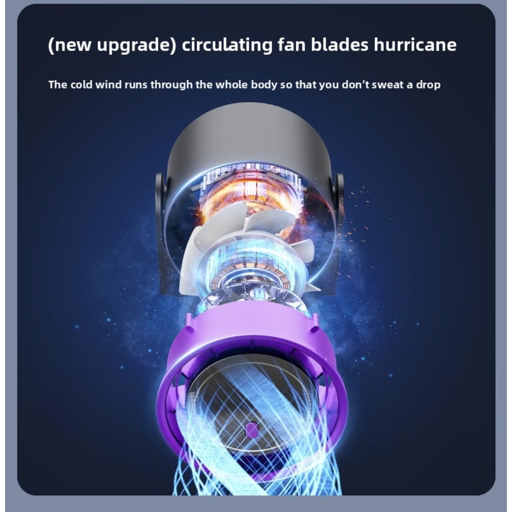 Ledový stolní ventilátor s digitálním displejem - Vysokorychlostní turbo, 5rychlostní nastavení, Přenosný napájený USB/baterií, Dobíjecí přenosný ventilátor