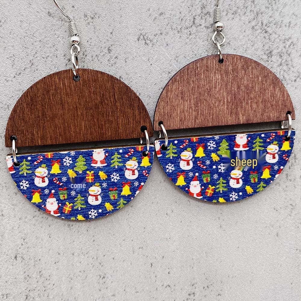 Retro Christmas Earrings: Tree, Bells, Snowman, Reindeer, Wood Chip Design
