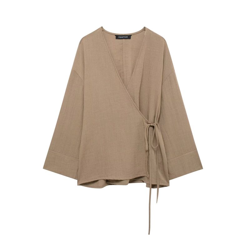 Zbzr Spring New Women Clothes Western Style Texture Double Placket Kimono Outerwear Trousers 5427743 5427431