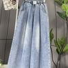 Plus Size Summer Denim Capris for Women, Lightweight Wide-Leg, High-Waist, Slimming Fit, Fits Up to 200 Jin.