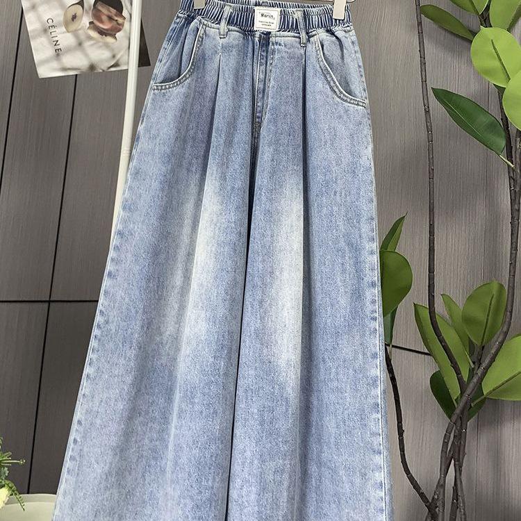 Plus Size Summer Denim Capris for Women, Lightweight Wide-Leg, High-Waist, Slimming Fit, Fits Up to 200 Jin.