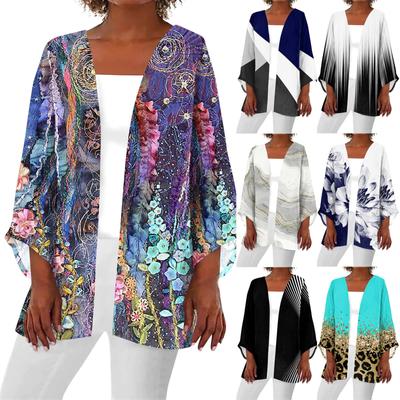 Damen Casual Fashion Caot Retro bedruckte leichte mittellange Jacken-Cardigan