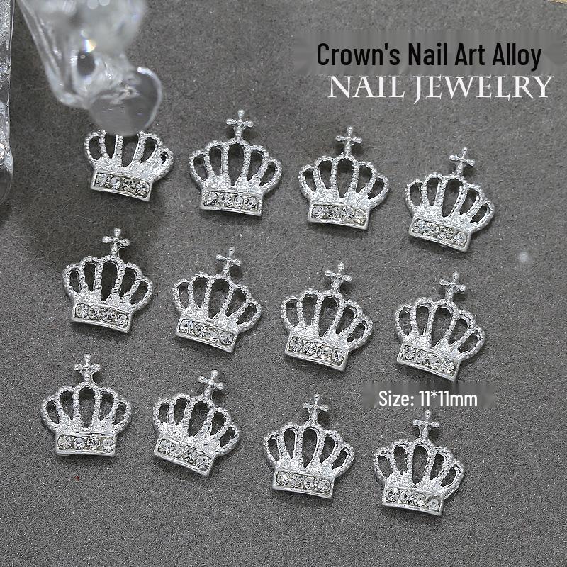 

Elegant Crown Alloy Nail Art Jewelry with 3D Inlaid Diamonds - 10pcs