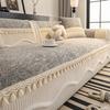 3D Rose Velvet Sofa Cushion Winter Thick Anti Slip Sofa Cover Towel Light Luxury One-piece Splicing Tassels Modular Sofa Cover
