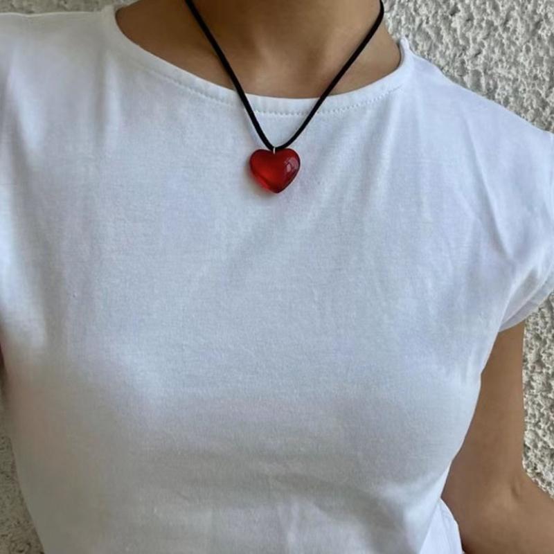 Resin Heart Necklaces Pendant Necklace Jewelry Party Jewelry Gift for Men Women