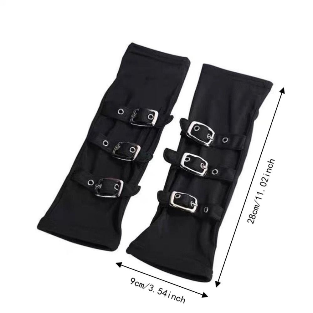 Black Punk Style Elbow Gloves Gothic Metal Button Gloves Harajuku Street Dance Gloves Street Dance