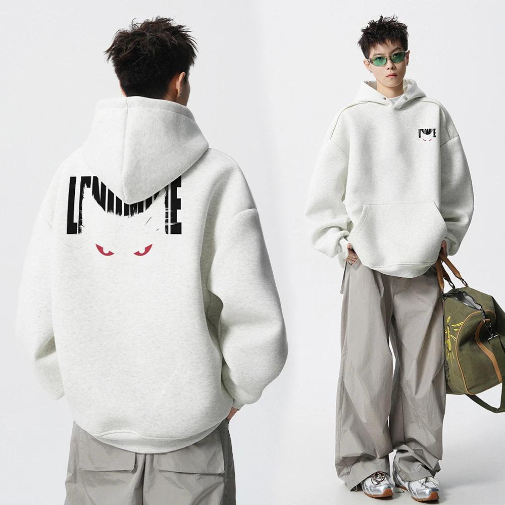 Black Demon Cat Men s Heavyweight Loose Fit Hoodie - Autumn Collection M