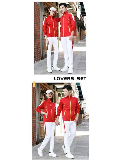 Custom Chinese Team Sportswear Set – Spring/Autumn Fitness Suit for Men, Women, Couples, and Students