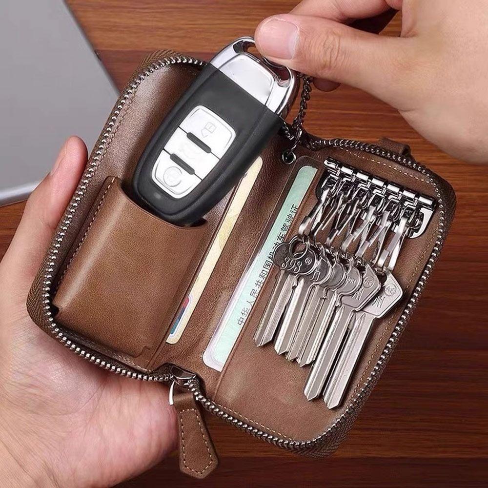Universal Large Capacity Key Holder Leather Multi-Function Key Storage Pouch Car Key Storage Women Men