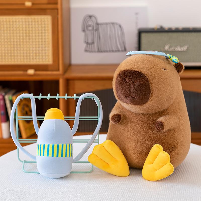 New Cute Pilot Capybara Diving Series Dolls Kapibala Male Plush Toys for Children's Birthday Gift