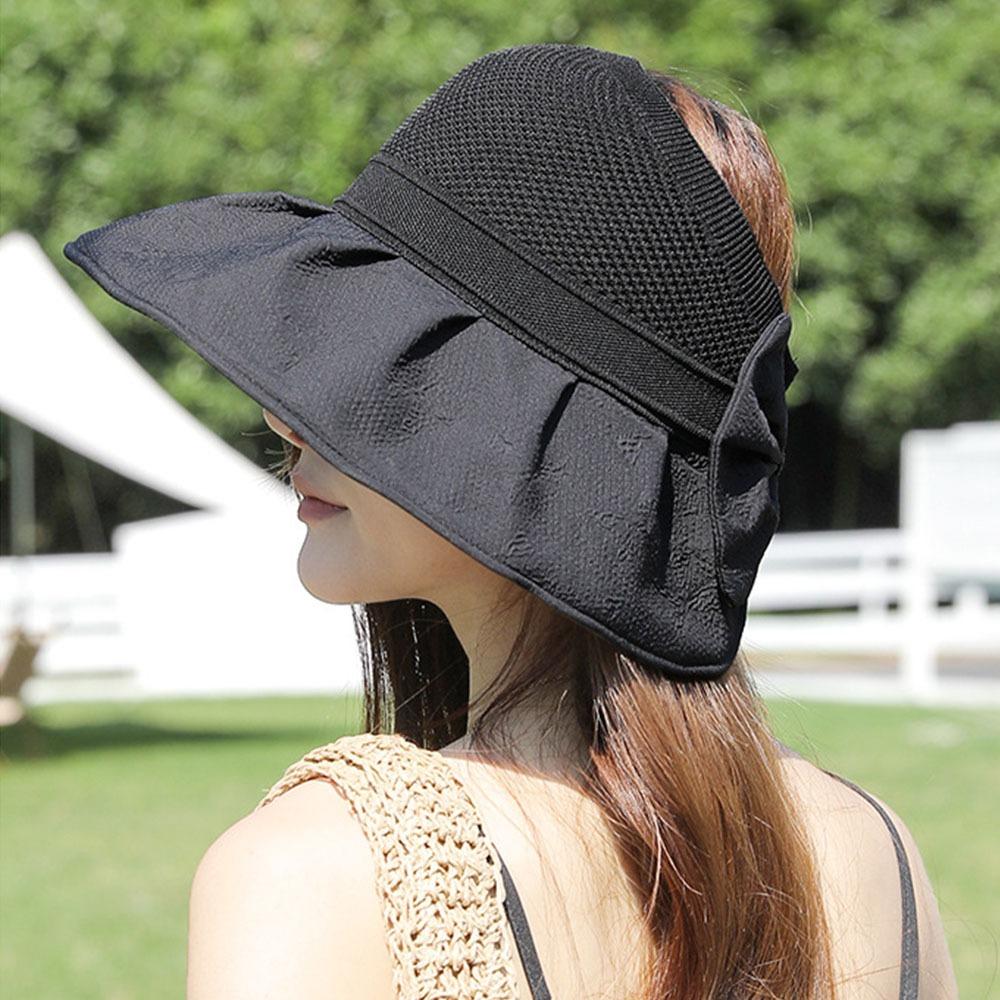 Fashion Uv Protection Woman'S Sun Hat Breathable Sun-Protective Bucket Hat Cute Bow Summer Fisherman Cap For Tourism Vacation